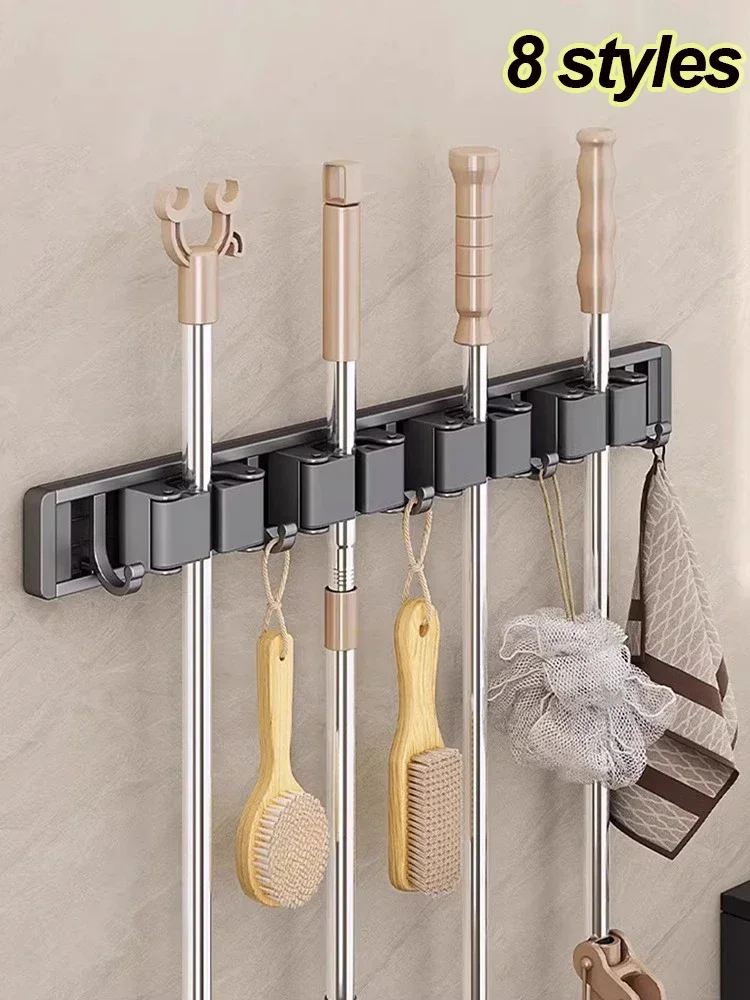 Workshop Tools On Wall - منظم الممسحة والمكنسة مع 5 خطافات