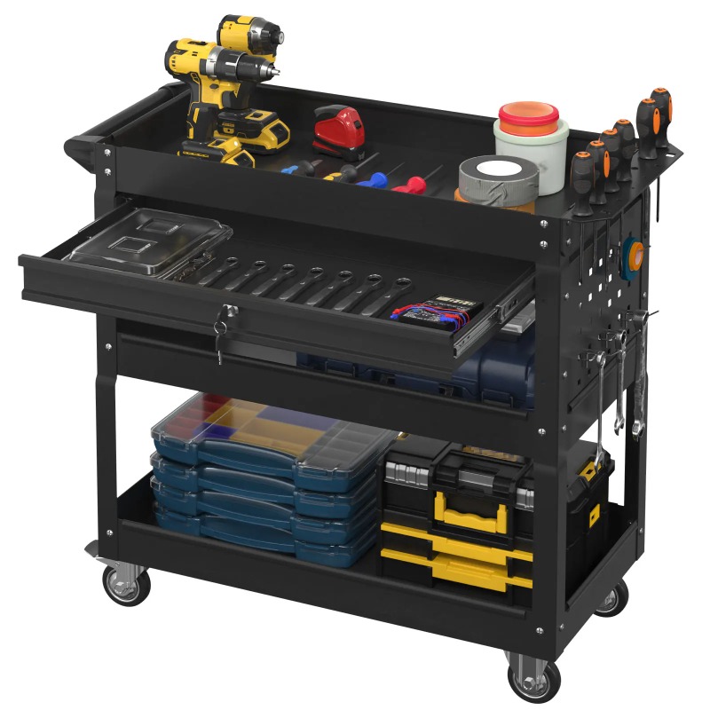 Workshop Garage Tools Manufacturer - عربة أدوات متحركة ثلاثية الطبقات شديدة